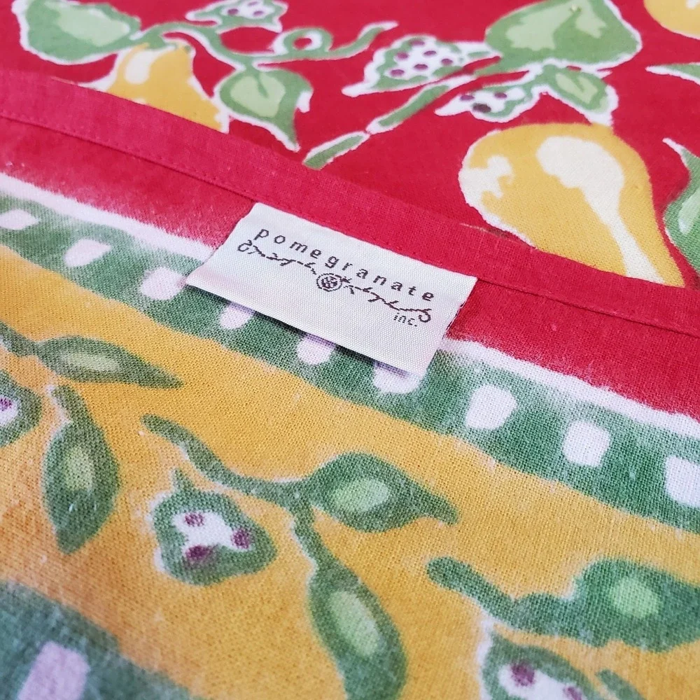 Pomegranate Tablecloth 100% Cotton Red With Yellow Pears‎ 60x90 & Napkin (1)